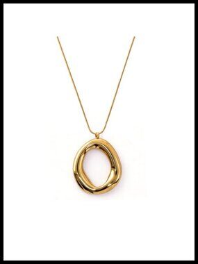 18K Gold Plated Stainless Steel Statement Pendant Necklace